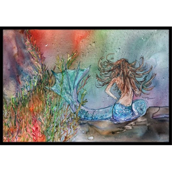 Carolines Treasures Brunette Mermaid Water Fantasy Indoor or Outdoor Mat- 18 x 27 in. 8972MAT